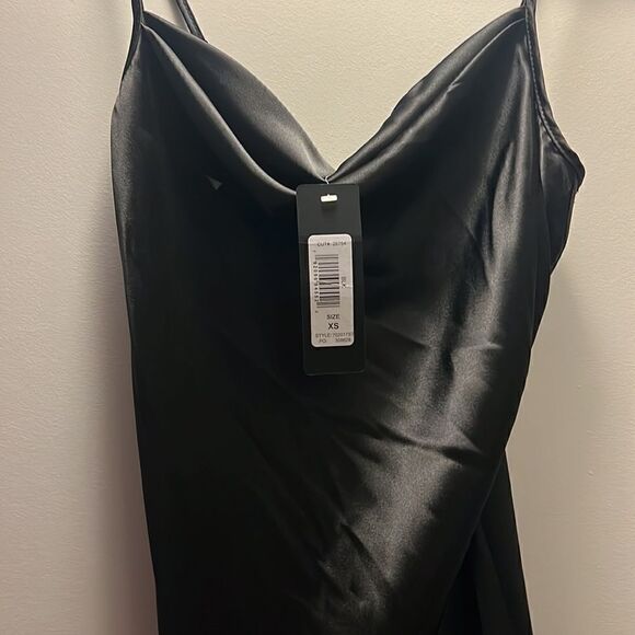 Satin Cowl Slip Midi Dress - Bebe Black Dress - Beautiful NEW - Size XS - NWT - Picture 4 of 5